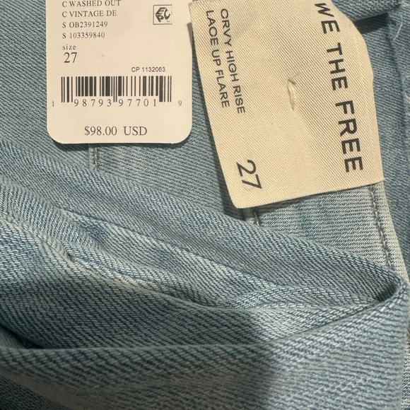 NWT Free People We The Free CRVY Super High-Rise Lace-Up Flare Jeans - Picture 5 of 5